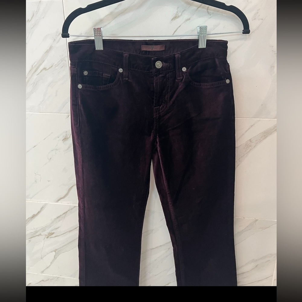 7 for all mankind velvet slim kick pants in boysenberry - Picture 3 of 9